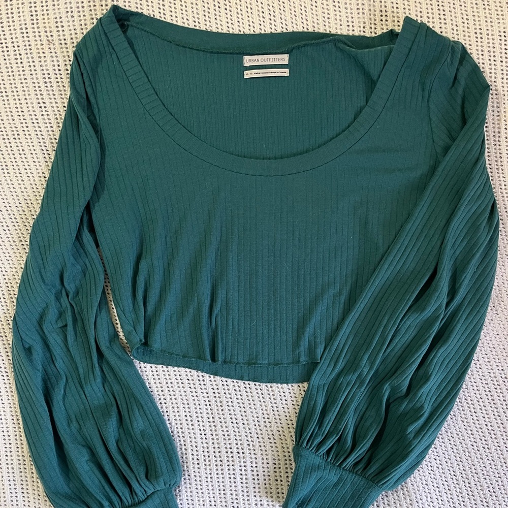 Urban Outfitters Teal long-sleeve Crop Top XL